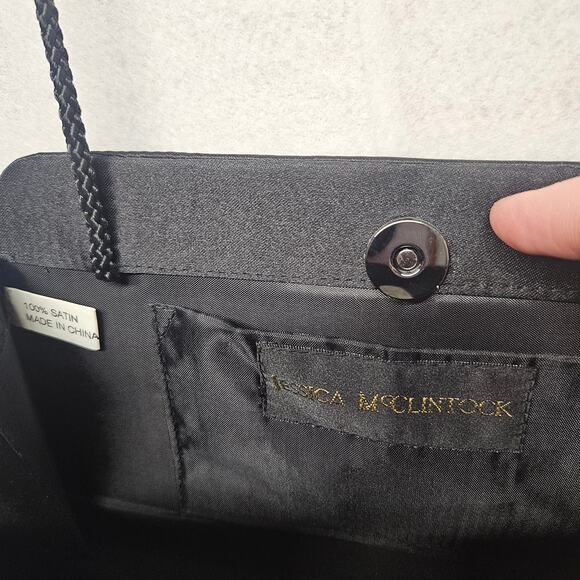 Jessica McClintock Black Satin Evening Bag - Picture 4 of 8